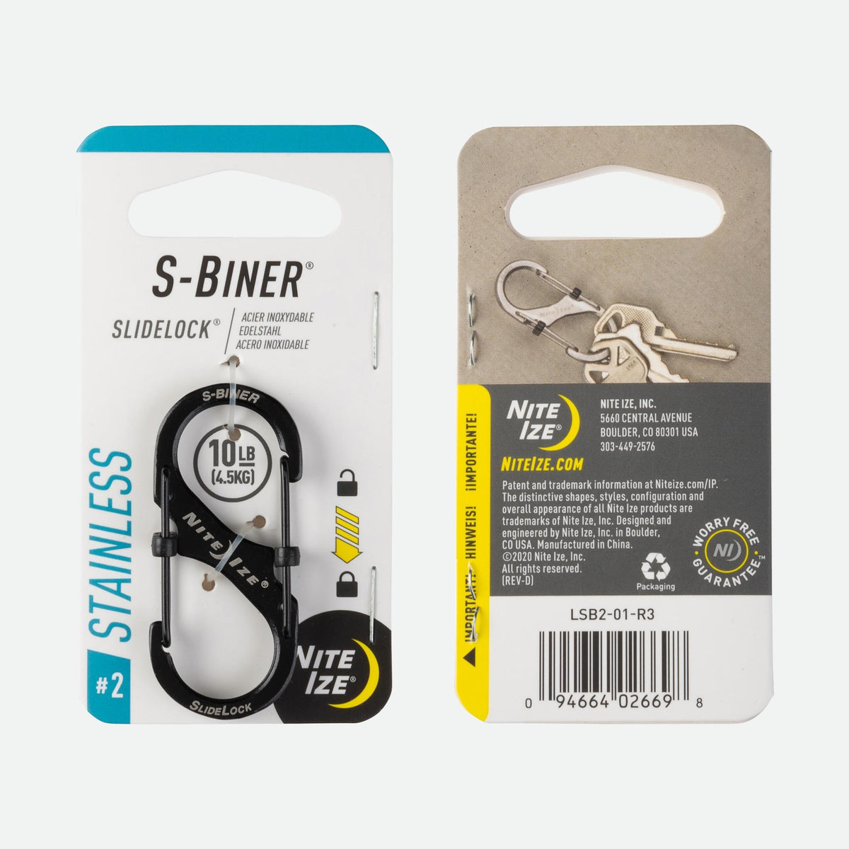 Nite Ize S-Biner® SlideLock® Stainless Steel #2 - Black