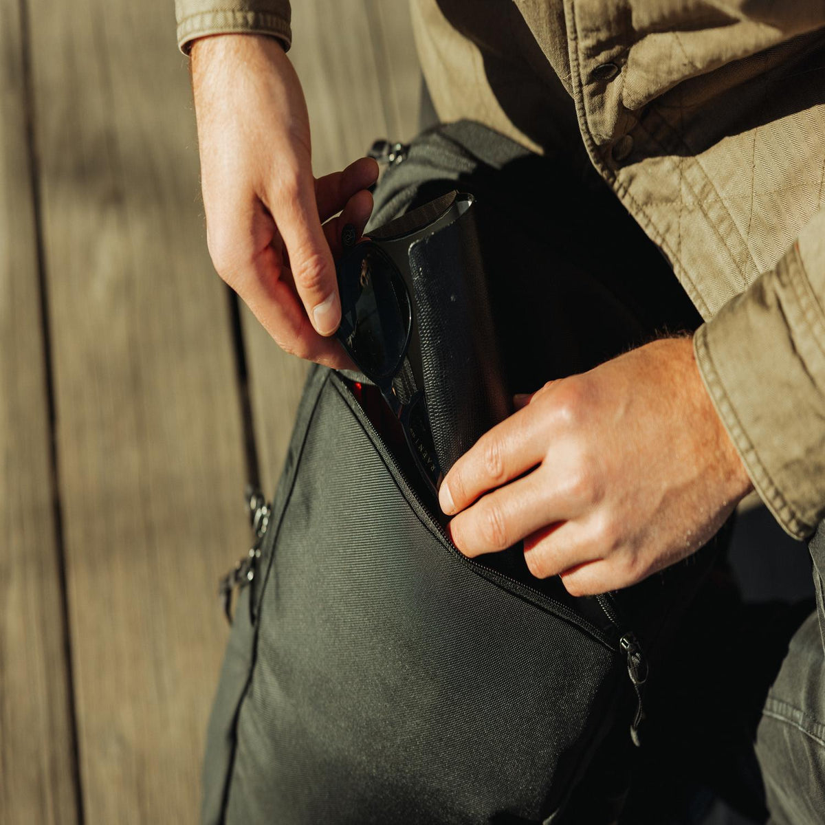 Evergoods Civic Half Zip 26L - Solution Dyed Black - Lifestyle Image