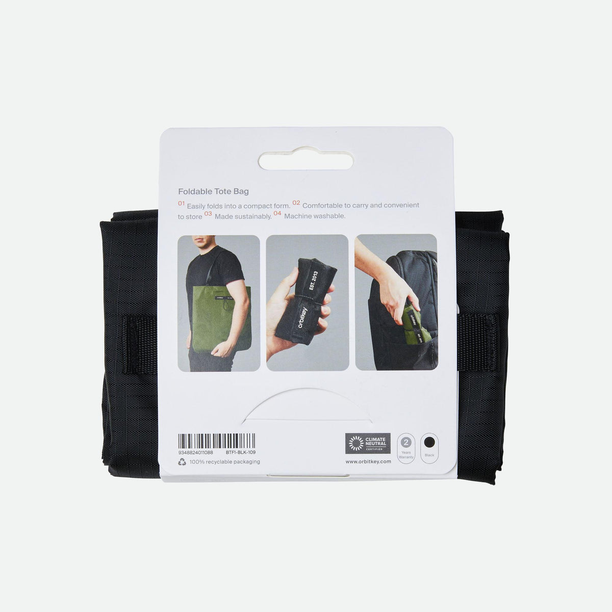 Orbitkey Foldable Tote Bag - Black