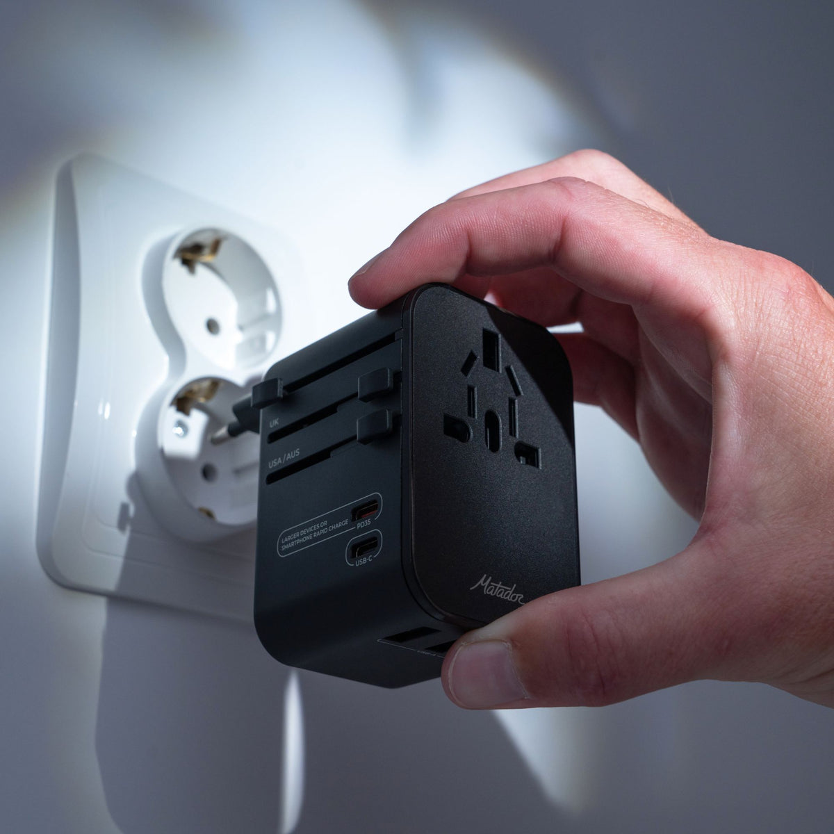 Matador Global Travel Adapter - Black - Lifestyle image