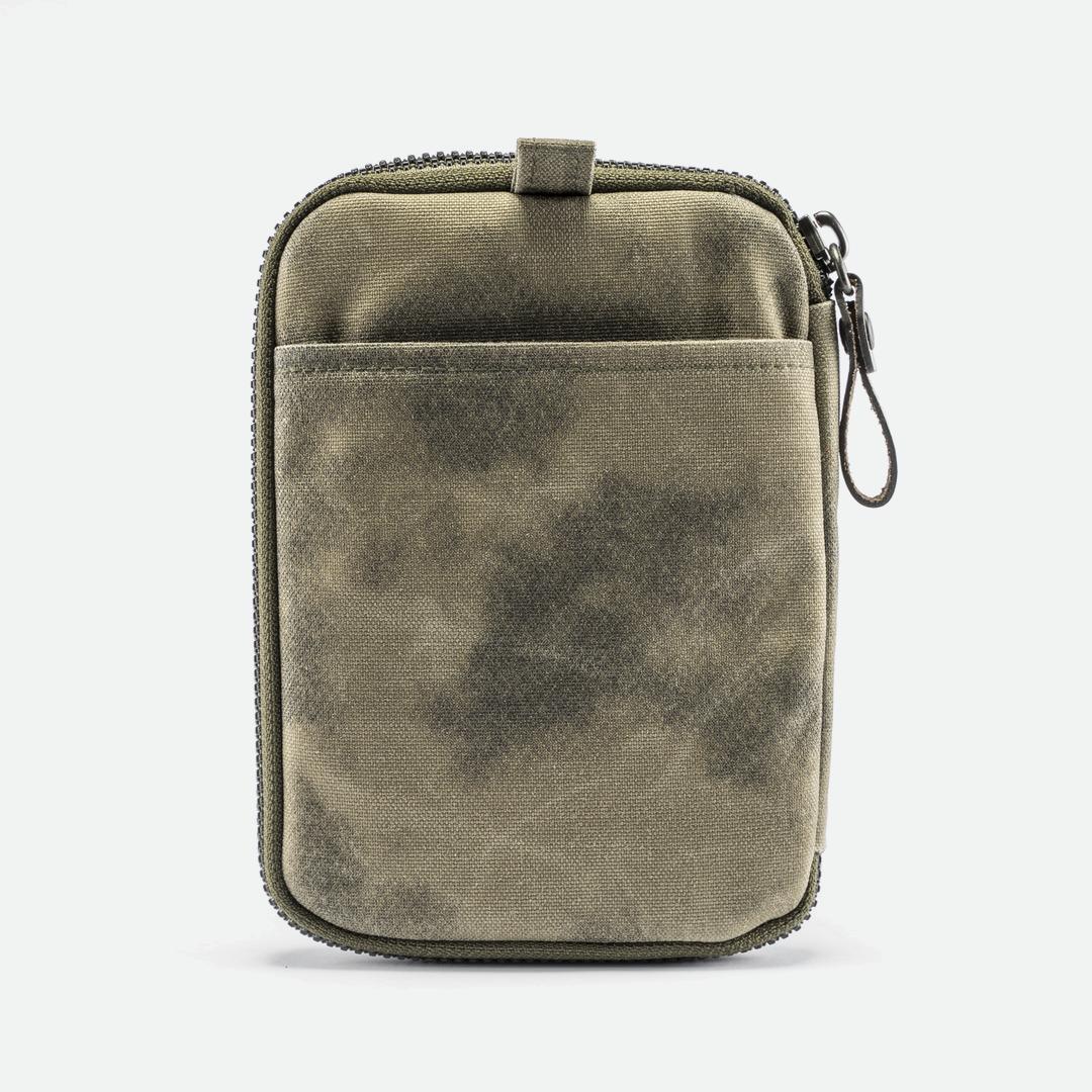 Wotancraft Nylon + Leather Essential Wallet - Olive Green Canvas / Woodland Camouflage Leather