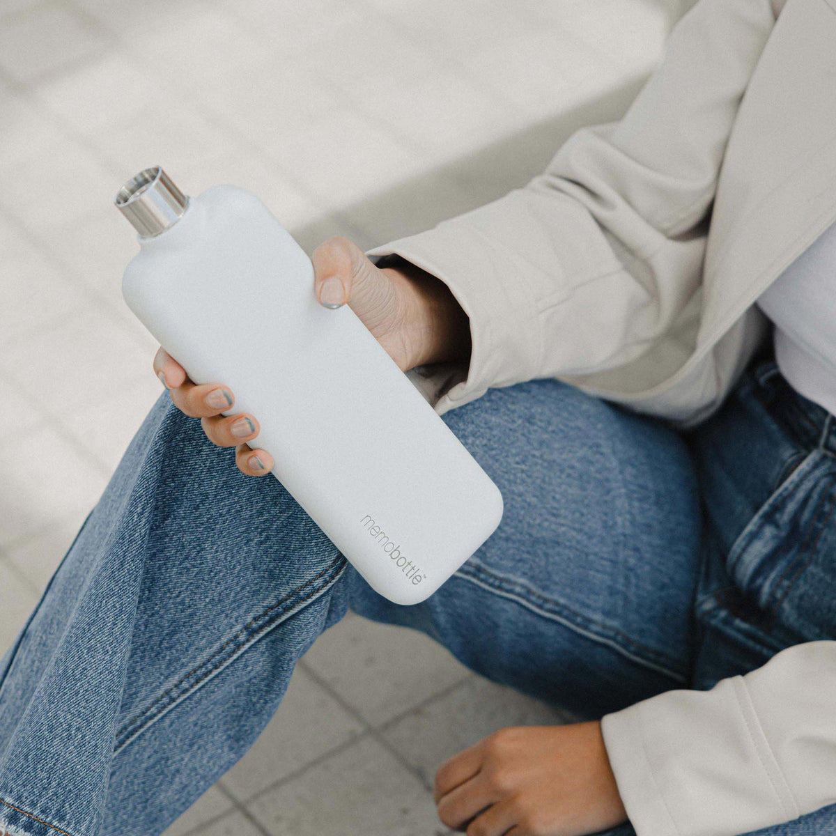 Slim Stainless Steel memobottle - White