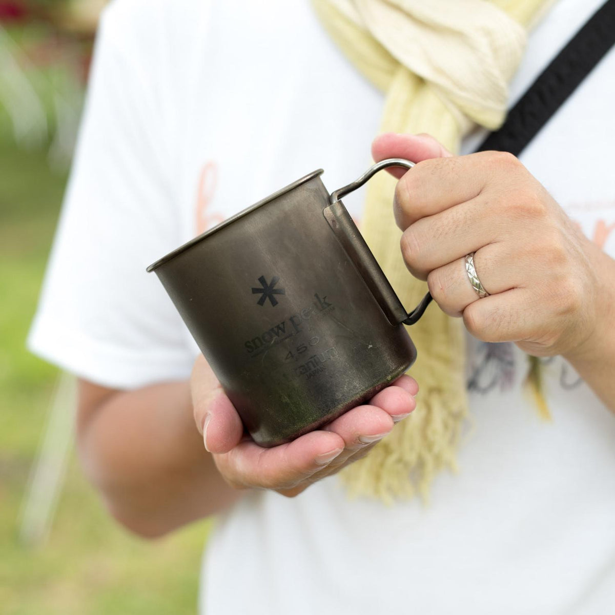 Snow Peak Ti-Single 450 Cup - Lifestyle Image