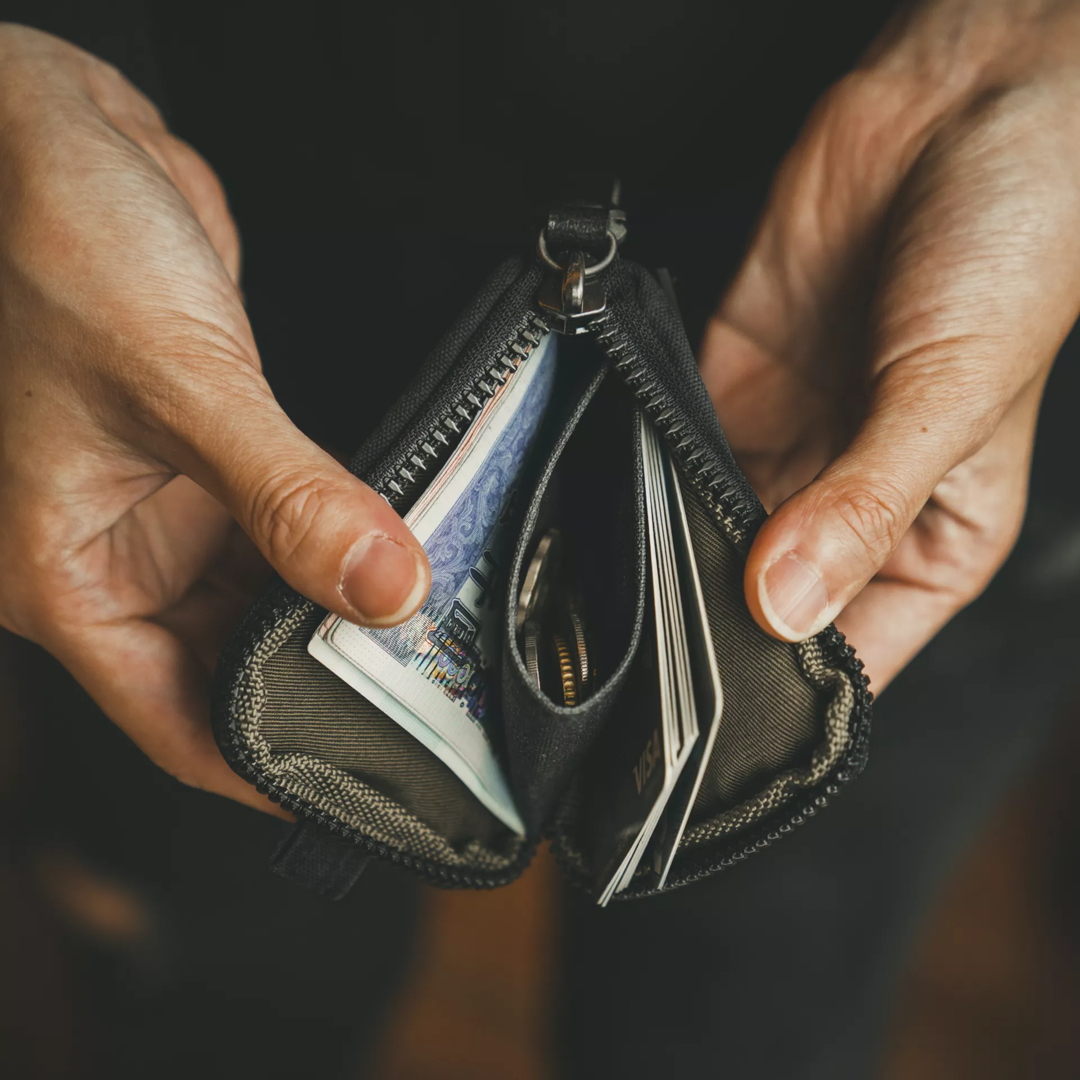 Wotancraft Nylon + Leather Essential Wallet - Black Canvas / Black Accent - Lifestyle Image