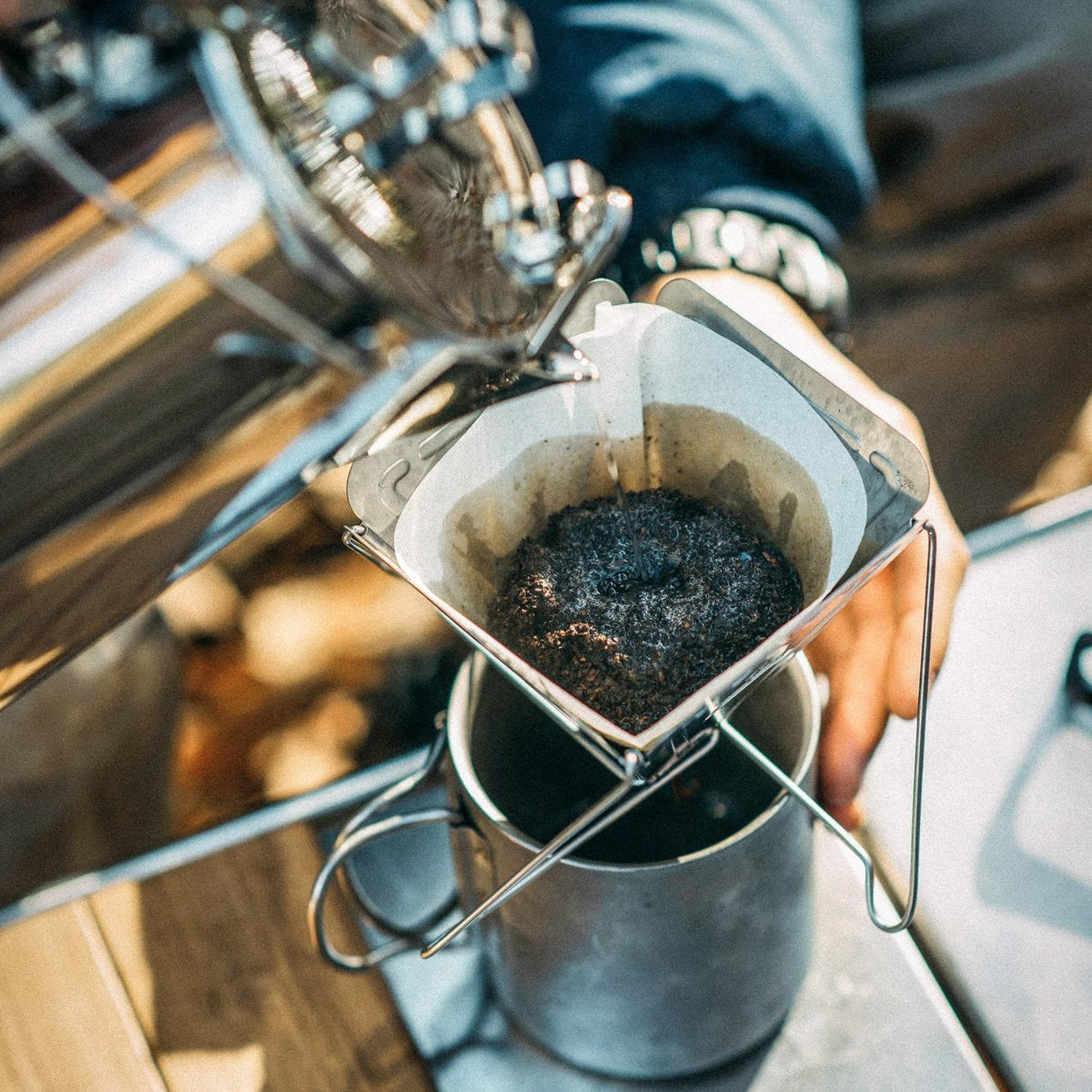 Snow Peak Collapsible Coffee Drip - Lifestyle Image