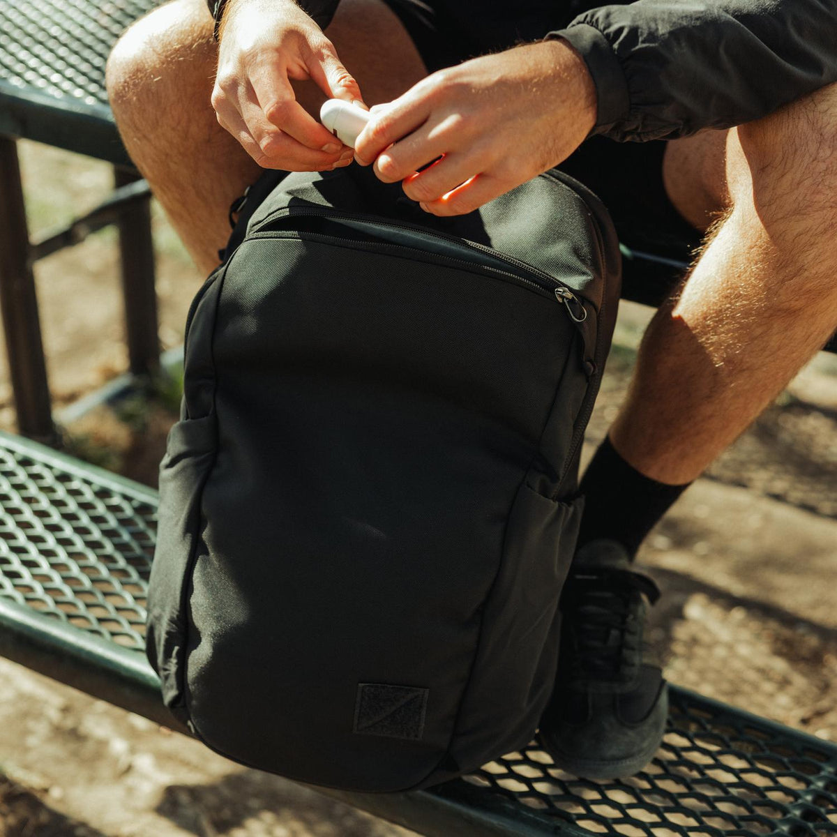 Evergoods Civic Half Zip 26L - Solution Dyed Black - Lifestyle Image