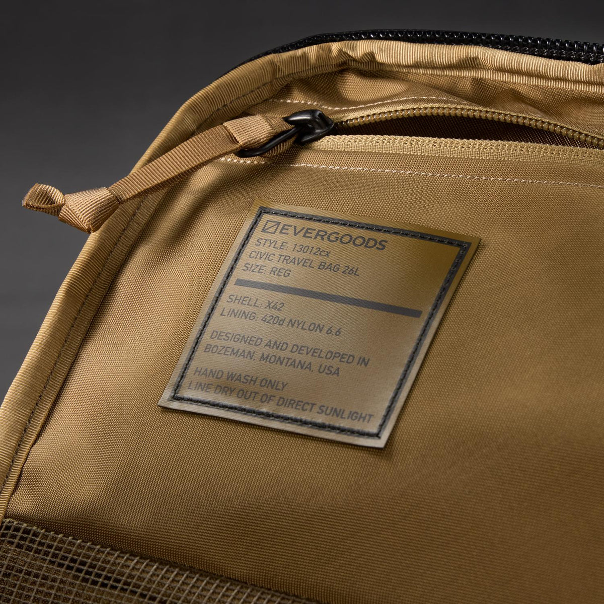 Evergoods Civic Travel Bag 26L - X-Pac - Black and Coyote Brown
