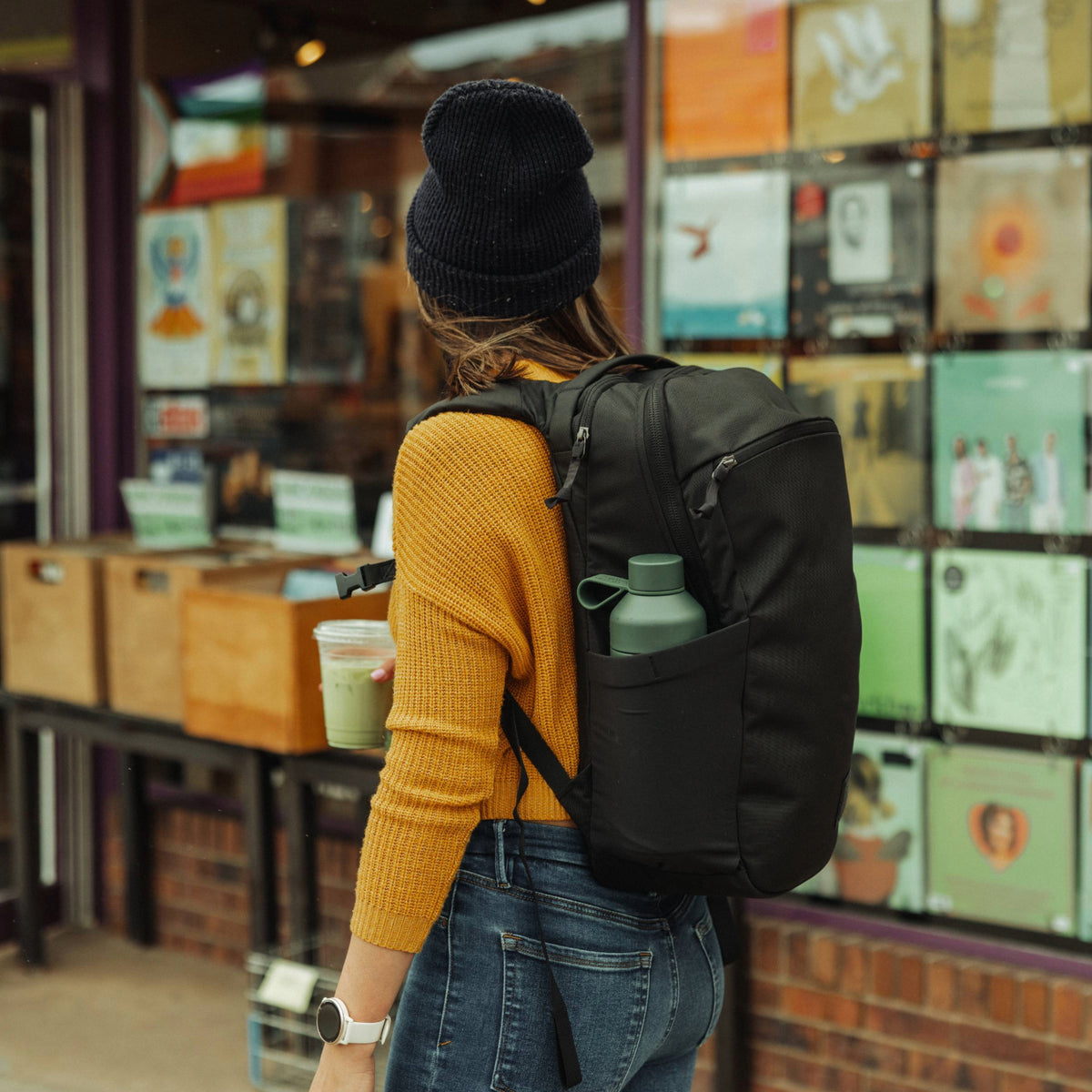 Evergoods Civic Half Zip 22L - Solution Dyed Black - Lifestyle Image