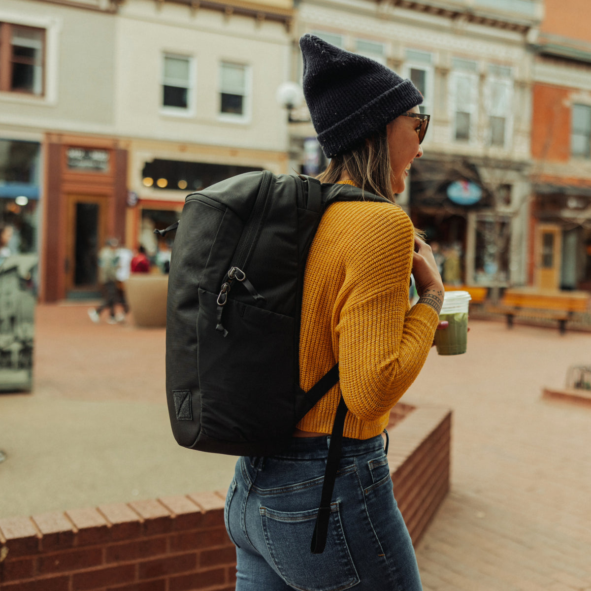 Evergoods Civic Half Zip 22L - Solution Dyed Black - Lifestyle Image