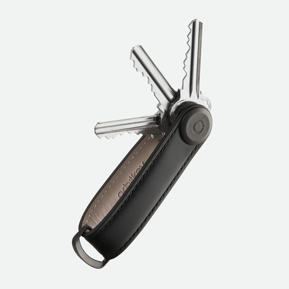 Orbitkey Key Organiser Leather - Black with Black Stitching