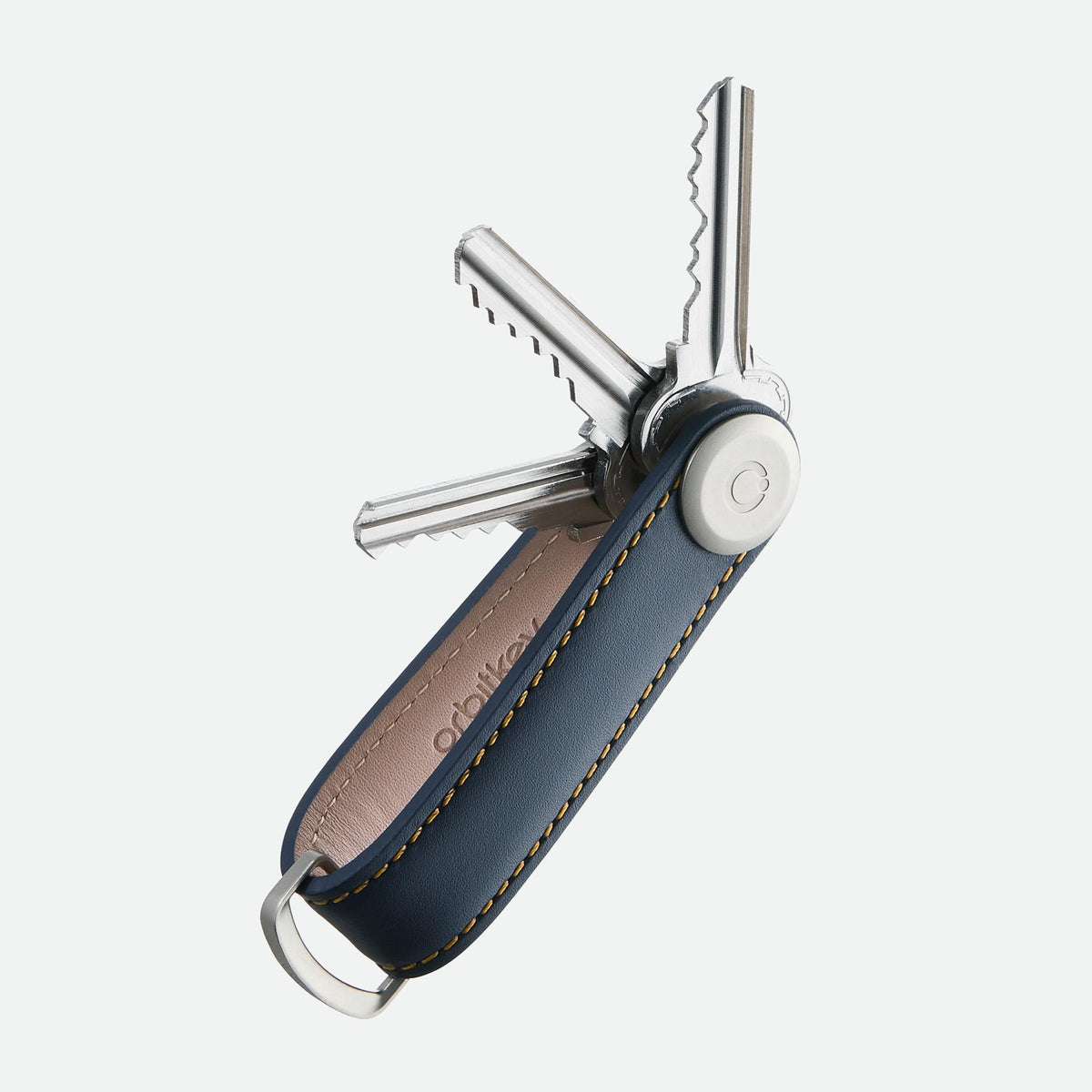 Orbitkey Key Organiser Leather - Navy with Tan Stitching