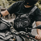 Wotancraft "Mini Rider" Sling Bag 3.5L - Black Canvas / Black Leather