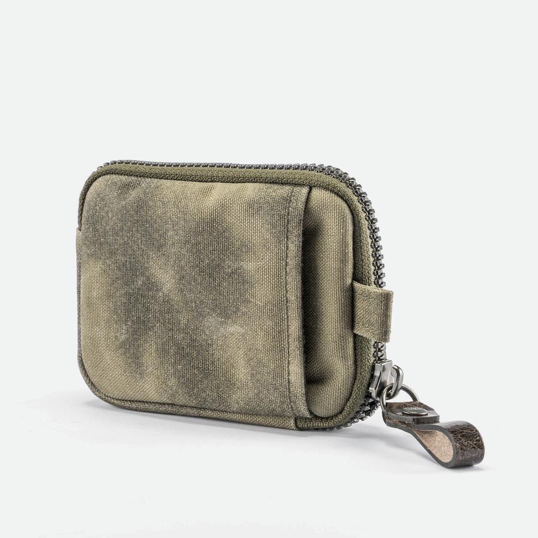 Wotancraft Nylon + Leather Essential Wallet - Olive Green Canvas / Woodland Camouflage Leather