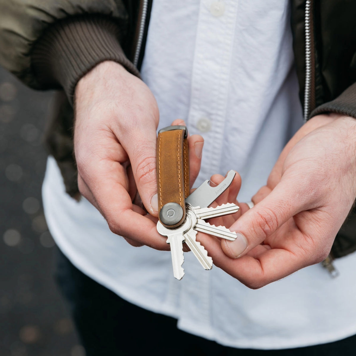 Orbitkey Key Organiser Crazy-Horse - Chestnut Brown with Brown Stitching