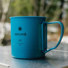 Snow Peak Ti-Single 450 Anodized Cup - Blue - Lifestyle Image