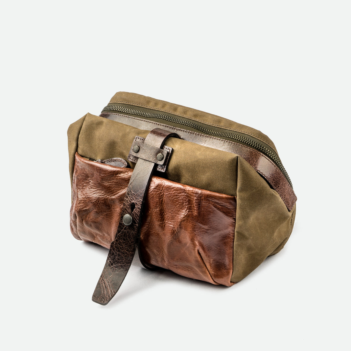 Wotancraft "Mini Rider" Sling Bag 3.5L - Khaki Brown Canvas / Brown Leather