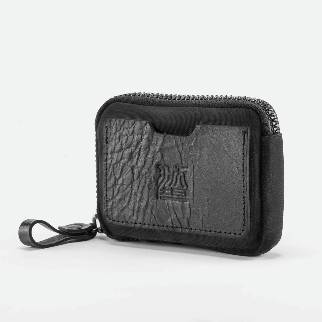 Wotancraft Nylon + Leather Essential Wallet - Black Canvas / Black Accent