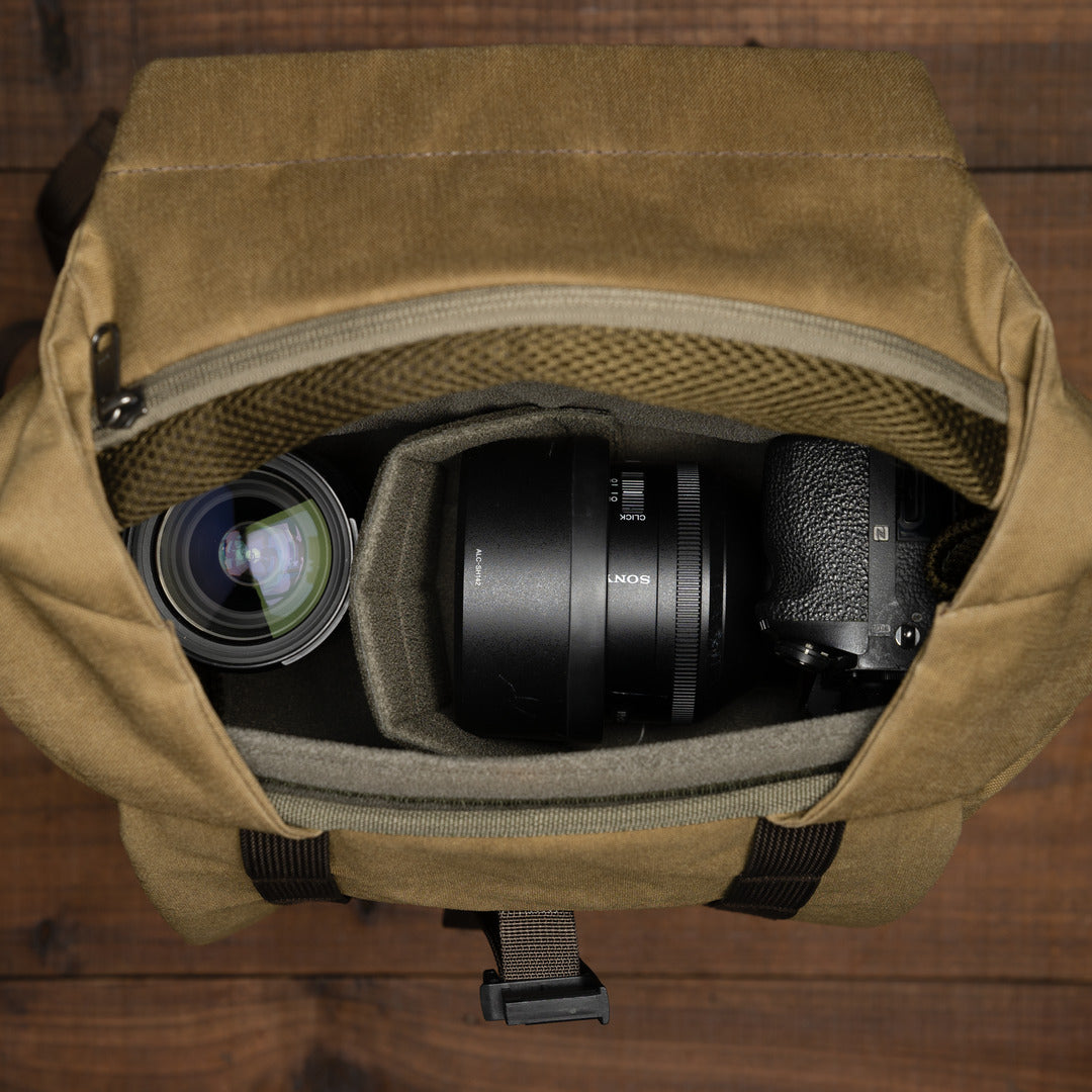 Wotancraft "New Pilot" Travel Camera Backpack 18L - Khaki Brown Canvas