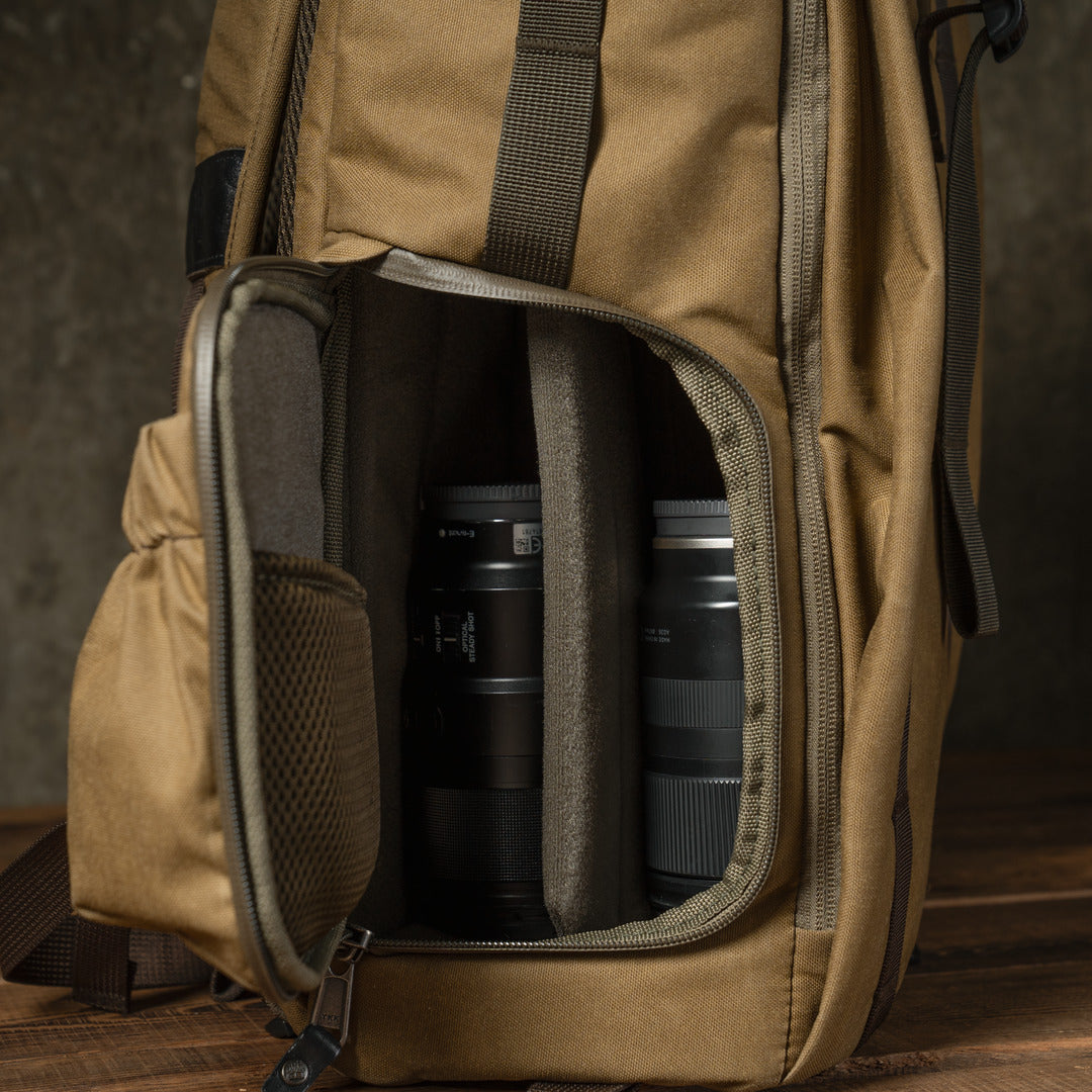 Wotancraft "New Pilot" Travel Camera Backpack 18L - Khaki Brown Canvas