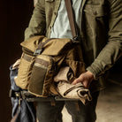 Wotancraft "Pilot" Travel Camera Bag 10L Upgraded - Khaki Brown Canvas