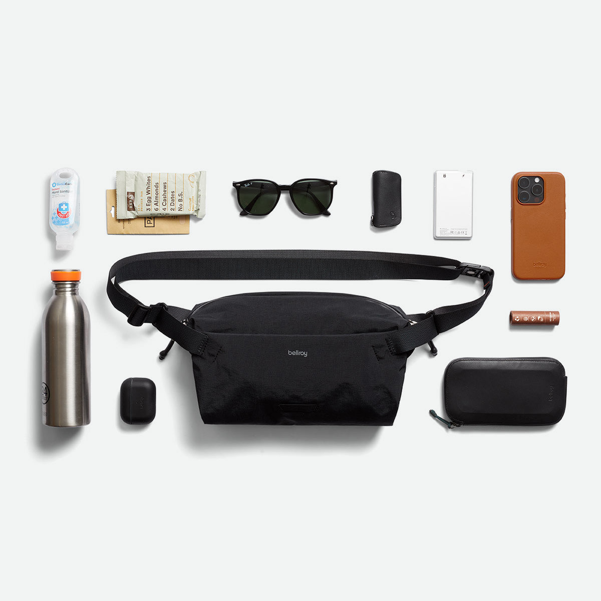 Bellroy Lite Sling Black (Leather Free) flatlay